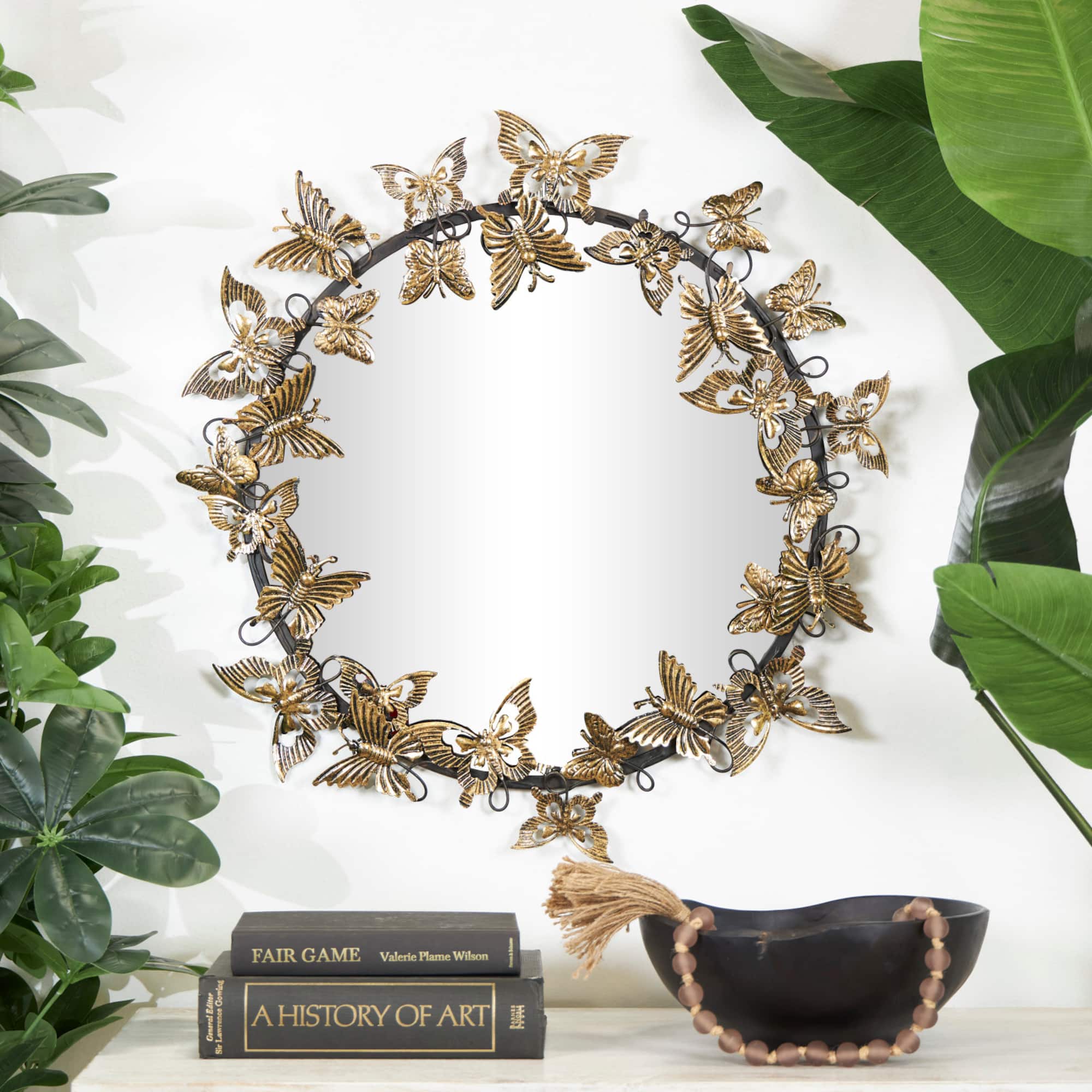 28" Gold Metal Butterfly Wall Mirror